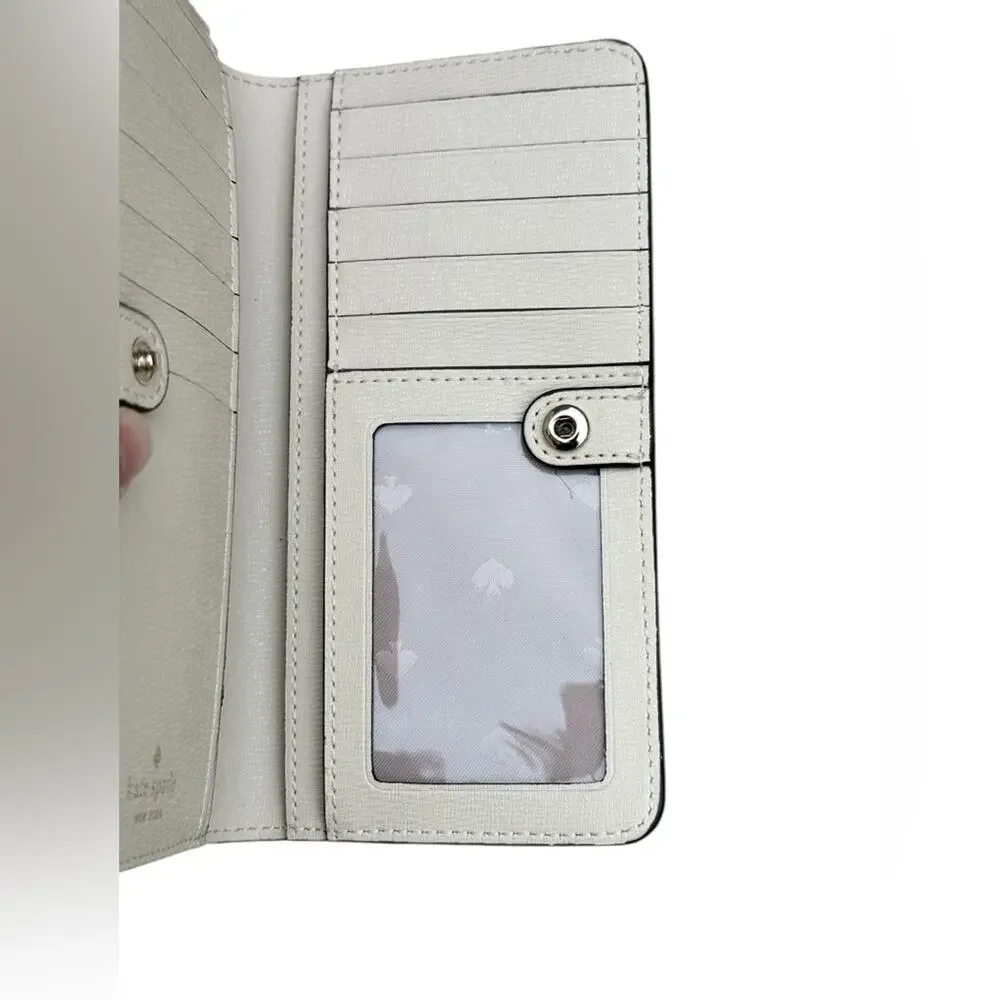 Kate Spade Ivory Dumpling Croc-Embossed Bi-fold Wallet
